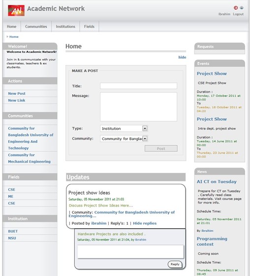 Web Development: Academic Network (acanet)